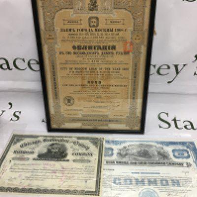 Three railway bonds. Shipping category D.