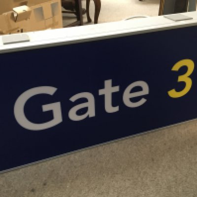 A Vintage illuminating Airport Sign Gate 3 a previous fixture of Southend Airport.- NO RESERVE