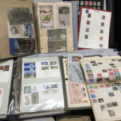 A box of stamps and first day covers including some Penny reds etc. Shipping category D.