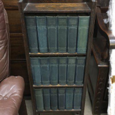 Later edition dickens books in a bookcase 94cm tall.- NO RESERVE
