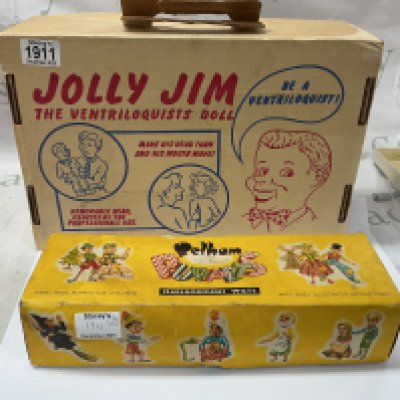 Jolly Jim ventriloquist doll puppet and Pelham Puppet puppets