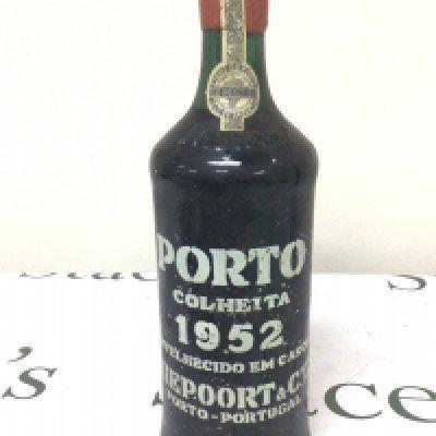 A Vintage 1952 Bottle of Port Porto with sealed top very good level.