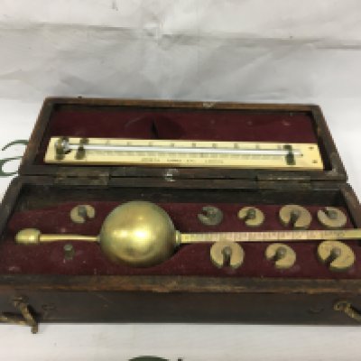 A cased Sikes Hydrometer by Joseph Long Ltd of London. Shipping category D.