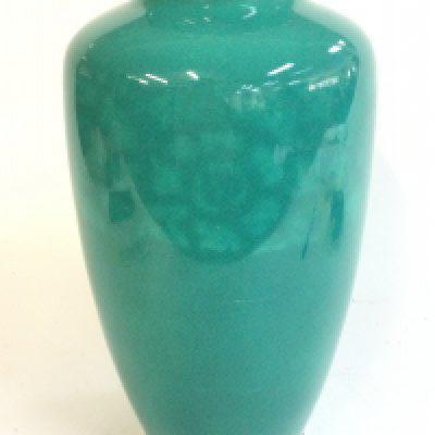 A Japanese Ando Jubei Enamel turquoise green vase , 25cm tall.