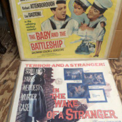 Two half sheet film posters for In The Wake Of A Stranger and The Baby And The Battleship.