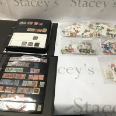 A collection of stamps including vintage and modern stamps.