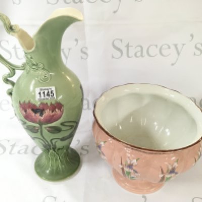 An art nouveau jug and jardiniere. NO RESERVE