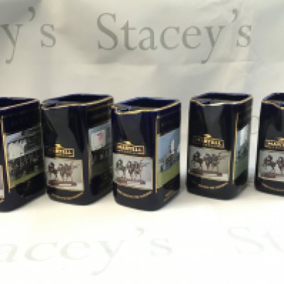 Porcelain Martell cognac horse racing bar jugs.