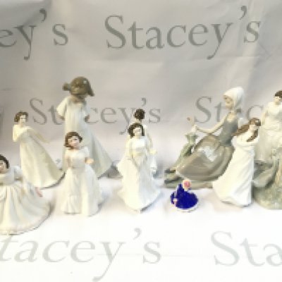 A collection of porcelain figures including Royal Doulton, Nao, Lladro