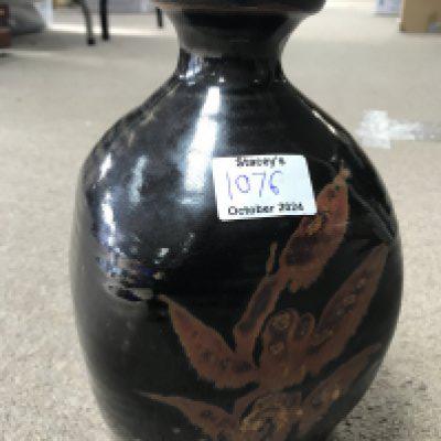 A David Leach stoneware brown glazed bottle vase. 25cm. NO RESERVE