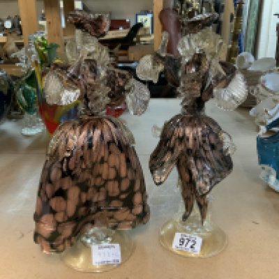 Withdrawn -A pair of Murano glass male and female Venetian dancer figures. 31cm (D) NO RESERVE