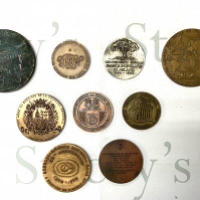 9 various commemorative medallions. (A)
