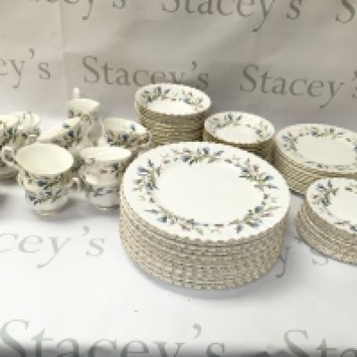 A Royal Albert Brigadoon tea set. No obvious damage noted.