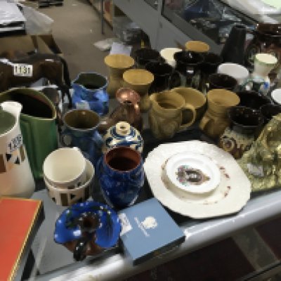 A Collection of ceramics including porcelain Bewick horse figures and a range of ceramics