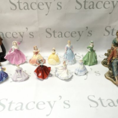A collection of assorted ceramics figurines including Royal Doulton Coalport etc.