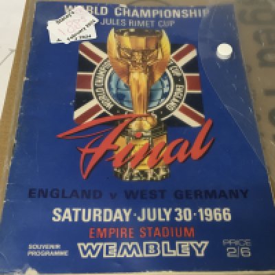 A collection of vintage football programmes, including the 1966 World Cup final programme, other World Cup programmes, West Ham, Oxford United, Brentford Town, Manchester United, Southend United and more.