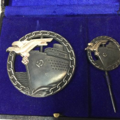 Retrospective cased Third Reich Blockade Runner medals , postage category B