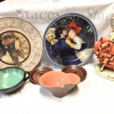 A Collection of ceramics including a Capodimonte couple dancing figure group, Scottie Wilson Royal Worcester dishes, Artis Orbis Goebel plates etc
