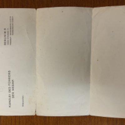 A piece of A5 paper from Chancellery of Adolf Hitler, Berlin. (A)