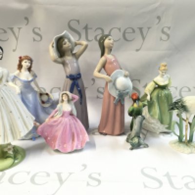 A Collection of porcelain figures including Coalport, Lladro etc