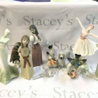 Porcelain figures including including Coalport music and dance Adagio, Lladro, Beswick dog, Coalport etc