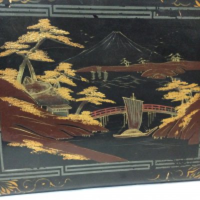 Chinese silk paper paintings of architecture, flowers etc. Also there are 2 Shakespeare books with one containing the comedies and the other containing the tragedies, atlases and much more.