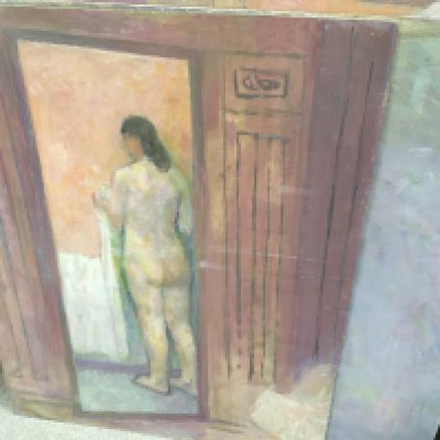 A large collection of paintings.