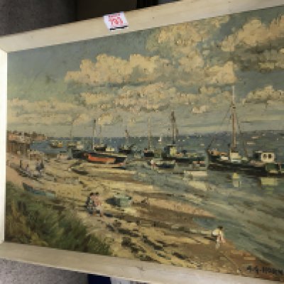 An oil and canvas painting by A.G Horner from 1971 and another oil and canvas painting and a print.