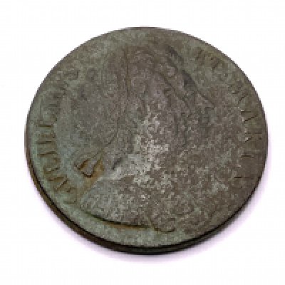 Great Britain, William and Mary 1694 copper Half Penny Large cuirassed busts, GF.