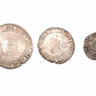 Great Britain, Elizabeth 1st (1558-1603) Shilling VF, Sixpence VF, Threepence VF.