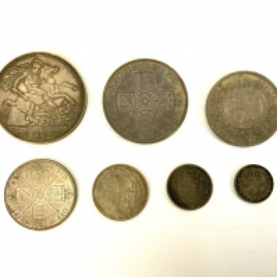 1887 Jubilee year 7 coin set (unboxed) . 1887 Silver Crown 1887 Silver Double Florin 1887 Silver Half Crown 1887 Silver Florin 1887 Silver Shilling 1887 Silver Sixpence. 1887 Silver Threepence