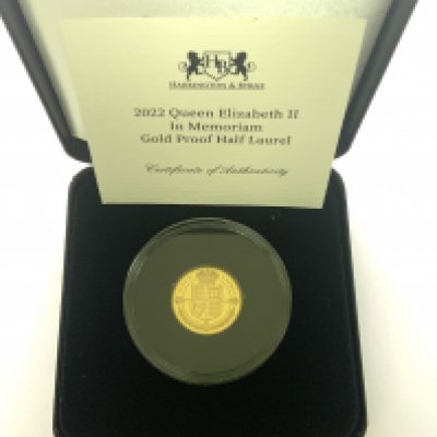 2022 Queen Elizabeth II Gold proof half Laurel. Harrington & Byrne.