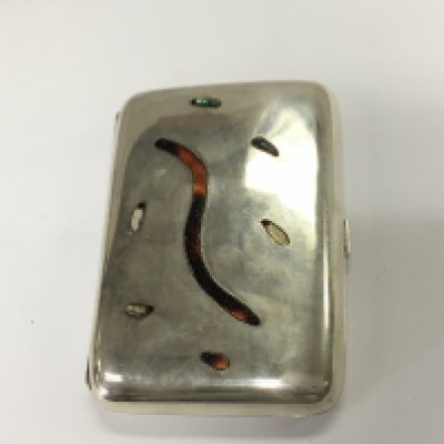 A silver Shibayama cigar case.