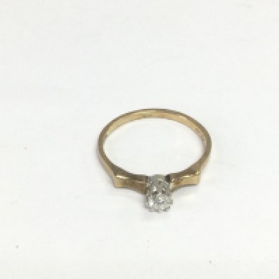 A 9ct gold solitaire diamond ring, approx .2ct, approx 2.2g and approx size P-Q. Shipping category A.