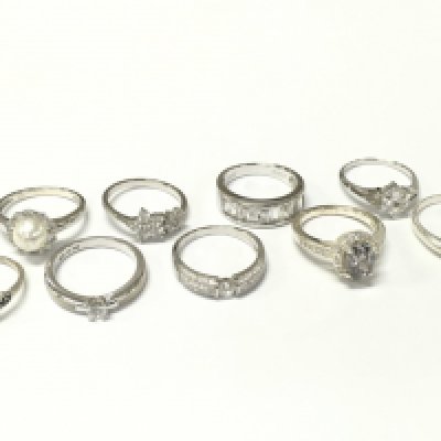 A collection of silver dress rings, 29g total weight Approx. postage category A