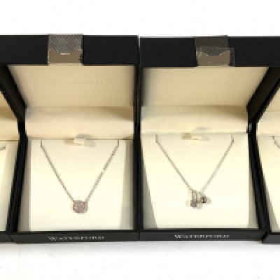 4 Waterford design pendants necklaces.