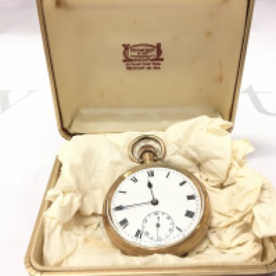 A gold plated 7 jewels pocket watch. Postage category A