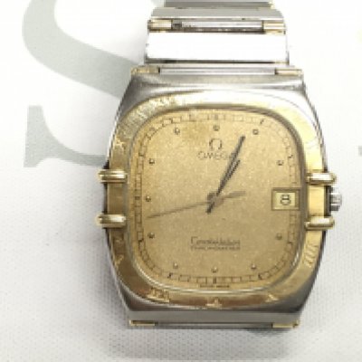 An Omega Constellation in gold and steel. Seen running. Case is approximately 32mm Postage B