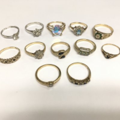 A collection of 9ct gold stone set rings, total approx weight 23.5g. Shipping category A.