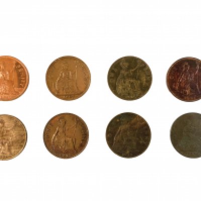 A small collection of British pennies to with good examples and toning. 1890, 1921, 1929, 1932, 1935, 1951, 1962, 1970.