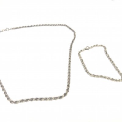 1 9ct gold rope bracelet and 1 9ct gold rope necklace, 5.97g