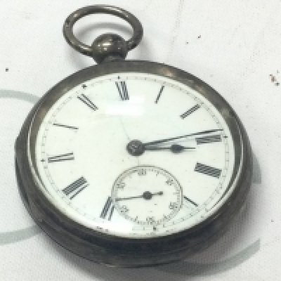 A silver pocket watch