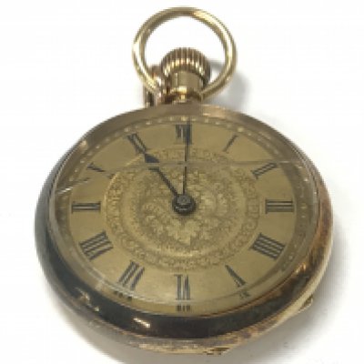 An 18ct gold outer cased ladies pocket watch , 37.9g total weight. postage category a