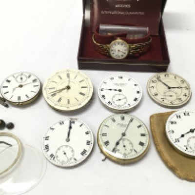 A boxed Rotary watch and a collection of vintage uncased pocket watches including J.W Benson, James Walker, Longines . Postage category B