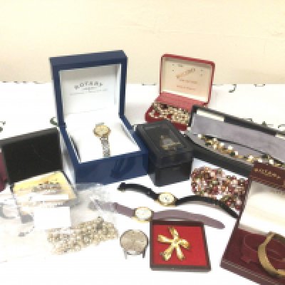 A collection of watches Rotary ladies Sekonda and others and a quantity of costume jewellery