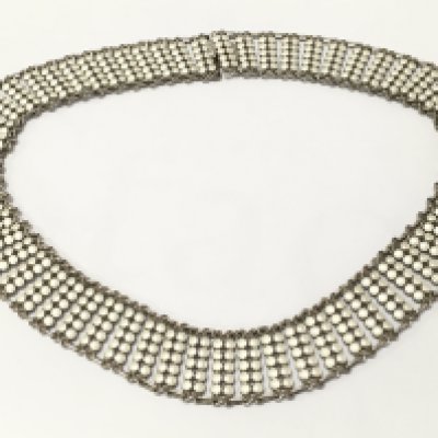 A Norwegian silver and white enamel necklace, 20cm long . Postage cat A