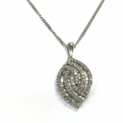 A 9ct white gold chain and diamond pendant. 6.75g Postage A