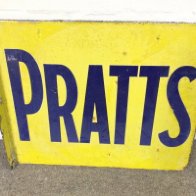 Pratts Enamel Flange Sign 22 x 18 inches approximately
