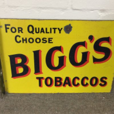 Biggs Tobacco flanged Enamel Sign 20 x 14 inches approximately