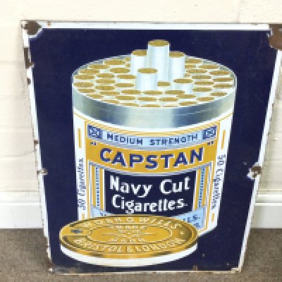 CAPSTAN, Navy Cut Cigarettes enamel advertising sign 17 x 22 approximately